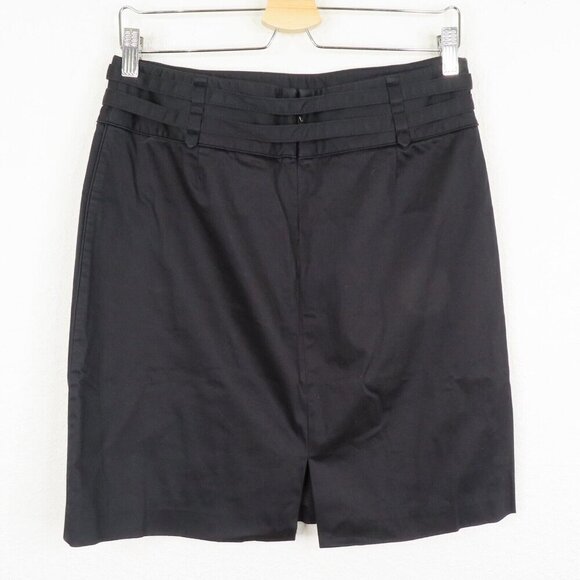 Valerie Stevens 10P Petite 10 Double Skinny Belt Black Pencil Straight Skirt - Picture 3 of 9